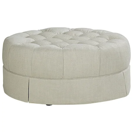 Tufted Top Round Ottoman with Skirt